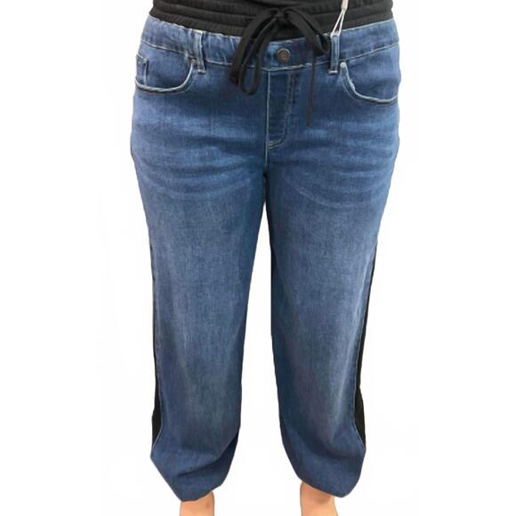 NEW TRACTR denim jogger with trim in blue/black - Picture 2 of 3